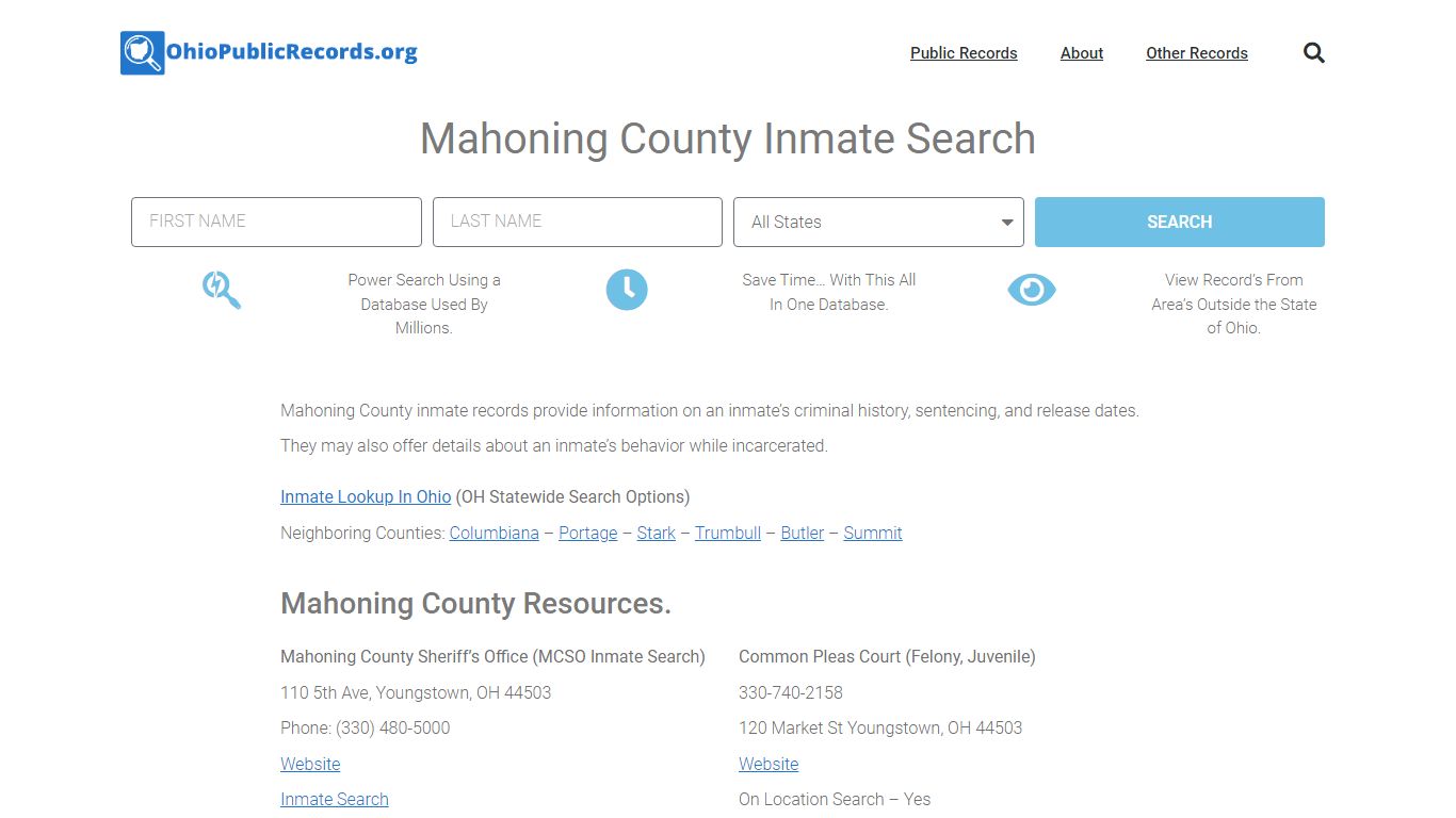 Mahoning County Inmate Search - MCSO Current & Past Jail Records